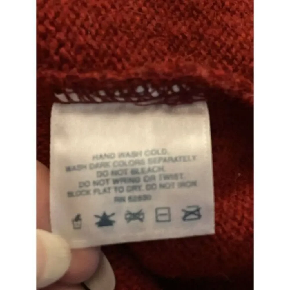 Vintage Lands End Sweater Y2K Red 100% Wool Crewneck Size‎ XL 90s USA Grunge - Picture 7 of 9